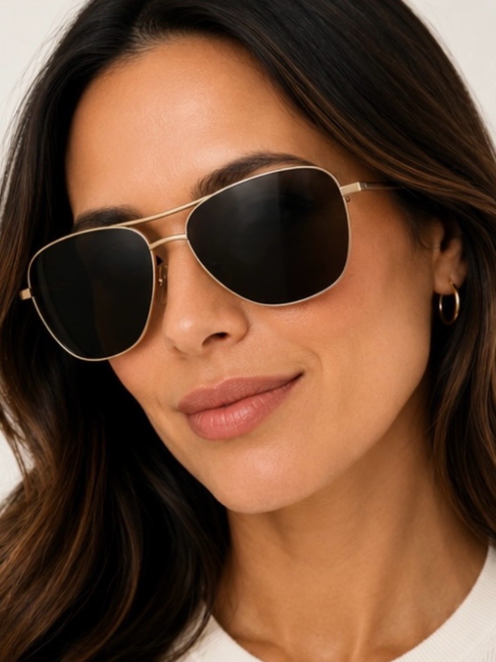 Derek Lam Gold Metal Aviator Sunglasses with Black Lenses (Kirby)